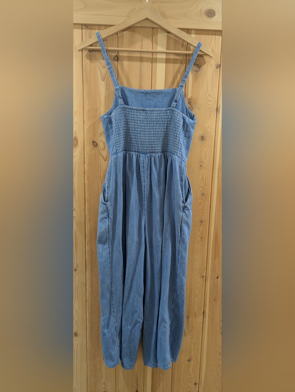 4/$40 Old Navy Blue Denim Wide Leg Romper - Picture 4 of 9